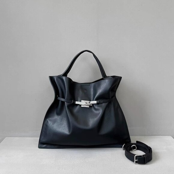 LuxeCity Leather Tote – genuine leather bag with top handle & adjustable strap